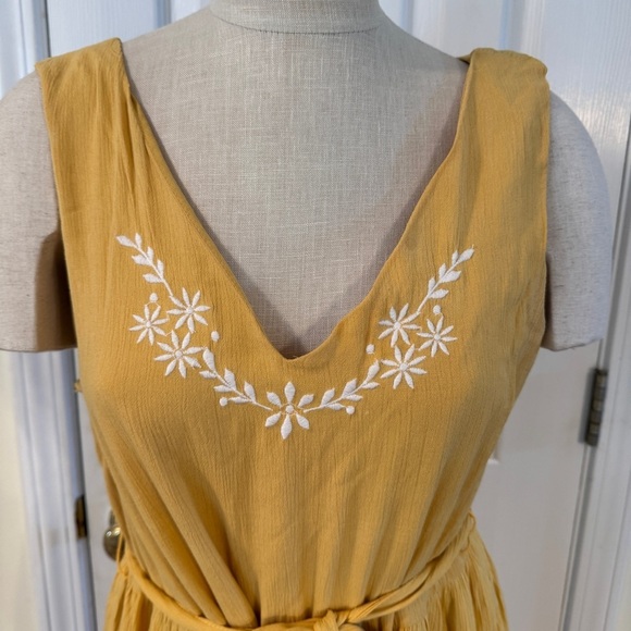 Joie Mustard Yellow Embroidered Tiered Maxi Dress Size 12 - Picture 2 of 7